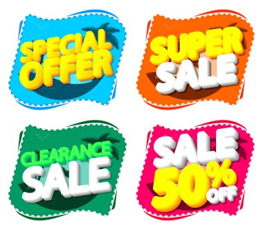 İndirimli çıkartmalar. Satış etiketleri. vektör illüstrasyonu.
