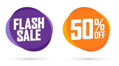 İndirim pankartlarını, tasarım şablonlarını, indirim etiketlerini, vektör illüstrasyonunu ayarla