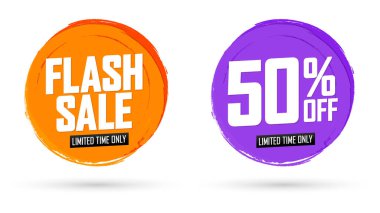 İndirim pankartlarını, tasarım şablonlarını, indirim etiketlerini, vektör illüstrasyonunu ayarla