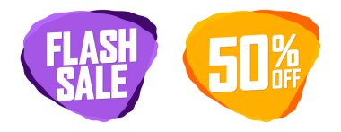 % 5 indirimli pankartlar, satış, tasarım ögesi şablonu, indirim, vektör illüstrasyonu.