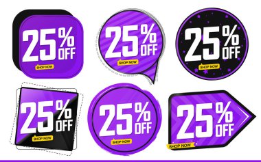 İndirim pankartlarını, tasarım şablonlarını, indirim etiketlerini, vektör illüstrasyonunu ayarla