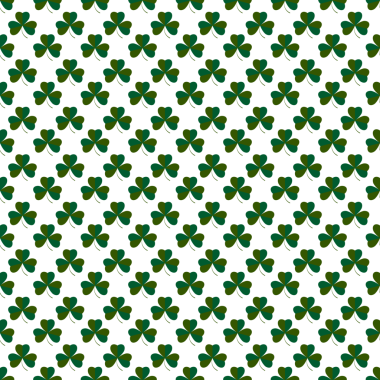 Yeşil arka planda yonca yaprakları olan kusursuz desen. Aziz Patrick Günü tasarımı. vektör illüstrasyonu.