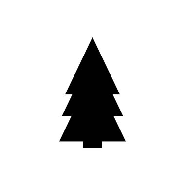 Noel ağacı simgesi, izole edilmiş Xmas köknar sembolü, grafik tasarım şablonu, vektör illüstrasyonu