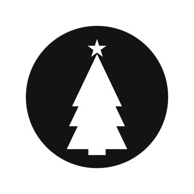 Noel ağacı simgesi, izole edilmiş Xmas köknar sembolü, grafik tasarım şablonu, vektör illüstrasyonu