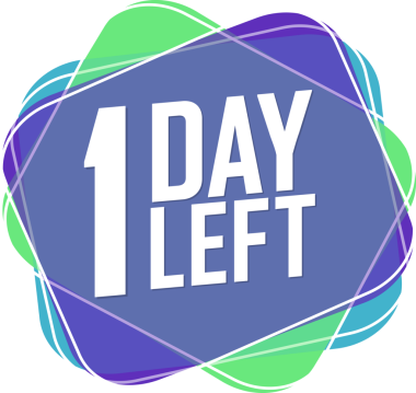 Bir gün kaldı, bayrak dağıtımı, şeffaf arka planda indirim etiketi. Mağaza veya çevrimiçi mağaza için tanıtım işareti, PNG illüstrasyon