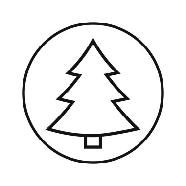 Noel ağacı simgesi, izole edilmiş Xmas köknar sembolü, grafik tasarım şablonu, vektör illüstrasyonu