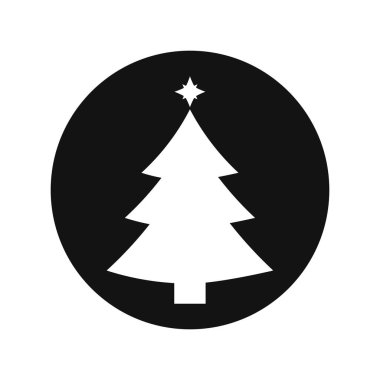 Noel ağacı simgesi, izole edilmiş Xmas köknar sembolü, grafik tasarım şablonu, vektör illüstrasyonu