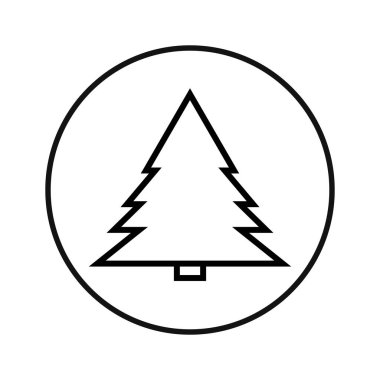 Noel ağacı simgesi, izole edilmiş Xmas köknar sembolü, grafik tasarım şablonu, vektör illüstrasyonu