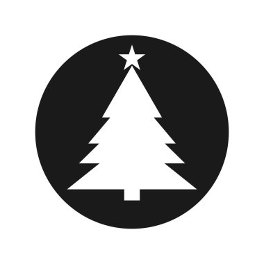 Noel ağacı simgesi, izole edilmiş Xmas köknar sembolü, grafik tasarım şablonu, vektör illüstrasyonu