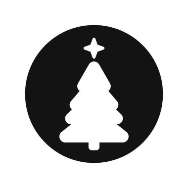 Noel ağacı simgesi, izole edilmiş Xmas köknar sembolü, grafik tasarım şablonu, vektör illüstrasyonu