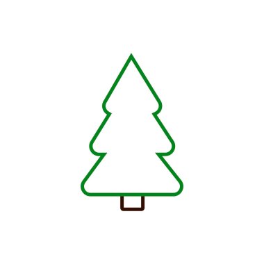 Noel ağacı simgesi, izole edilmiş Xmas köknar sembolü, grafik tasarım şablonu, vektör illüstrasyonu