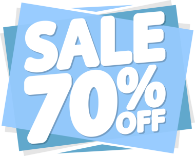 % 70 indirimli pankart, şeffaf arka planda indirim etiketi, PNG 