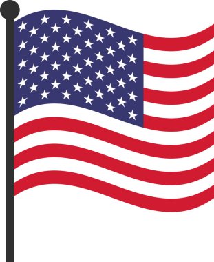 Beyaz arkaplanda ABD bayrağı, vektör illüstrasyonu