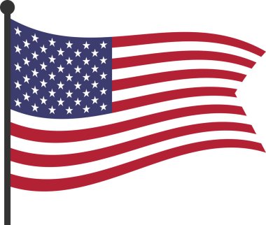 Beyaz arkaplan vektör illüstrasyonunda ABD bayrağı