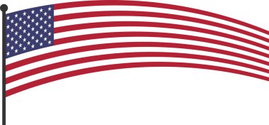 Beyaz arkaplanda ABD bayrak vektör illüstrasyonu