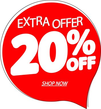 % 20 indirimli pankart, indirim etiketi 