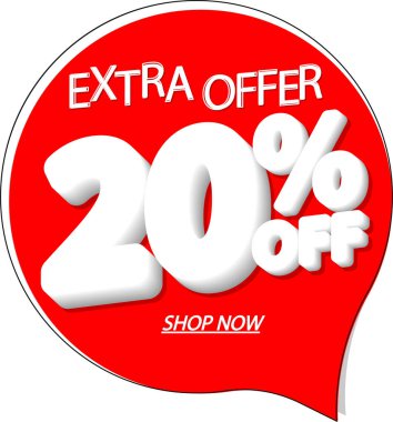 % 20 indirimli pankart, indirim etiketi 