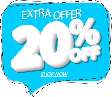 % 20 indirimli pankart, indirim etiketi 