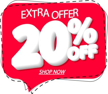 % 20 indirimli pankart, indirim etiketi 