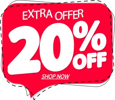 % 20 indirimli pankart, indirim etiketi 