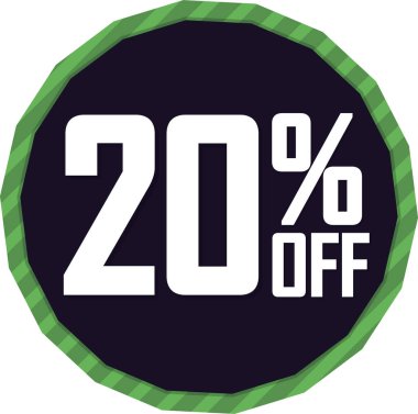 20 indirim, indirimli etiketler ve rozetler.