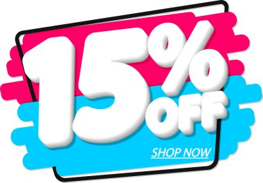 İndirim 15, indirim etiketi ve rozet.