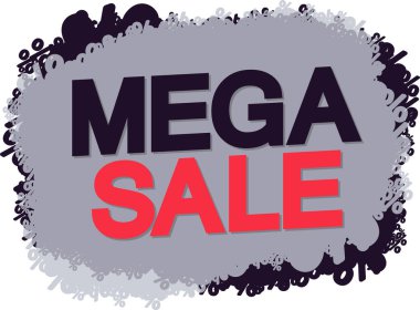 Kırmızı arkaplanda büyük mega satış sözcükleri yazıyor..