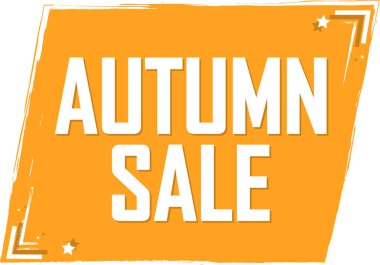 Sonbahar satış metni, turuncu rozet damgası üzerine yazılmış..