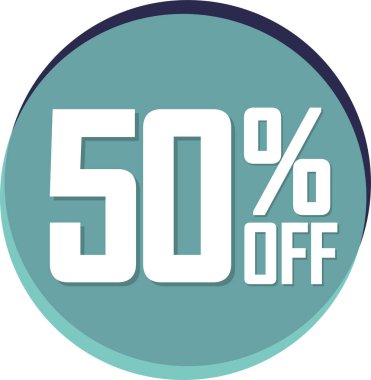 İndirim 50, indirim etiketi ve rozet.