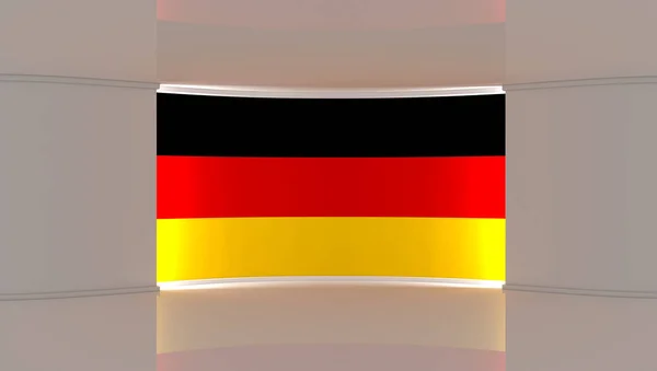 ドイツの国旗の背景 テレビスタジオ ドイツ国旗スタジオ ニューススタジオ 緑の画面やクロマキービデオや写真の生産のための完璧な背景 3Dレンダリング — ストック写真