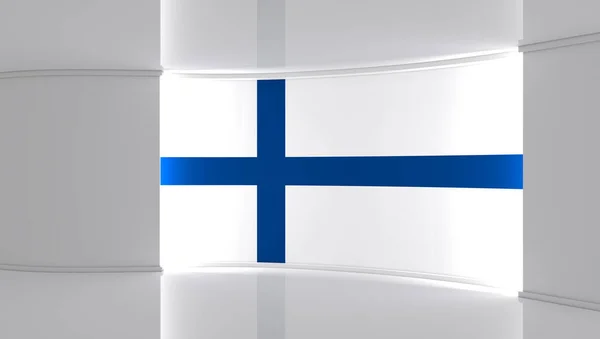 Телевизионная Студия Финская Студия Флага Финский Флаг Фон Студия Новостей — стоковое фото