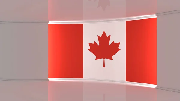 Στούντιο Τηλεόρασης Καναδικό Στούντιο Σημαίας Φόντο Σημαία Καναδά Στούντιο Ειδήσεων — Φωτογραφία Αρχείου