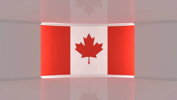 Studio Televisivo Studio Bandiera Canadese Canada Sfondo Bandiera Studio Giornalistico — Foto Stock