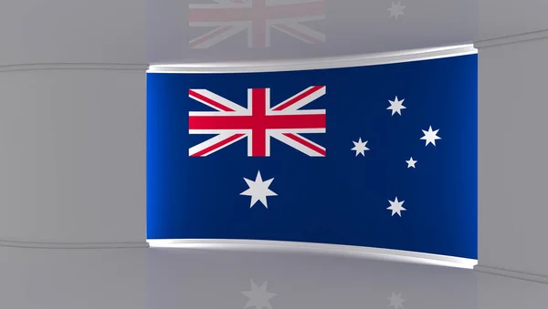 Studio Telewizyjne Studio Flagowe Australii Tło Flagi Australii Studio Wiadomości — Zdjęcie stockowe