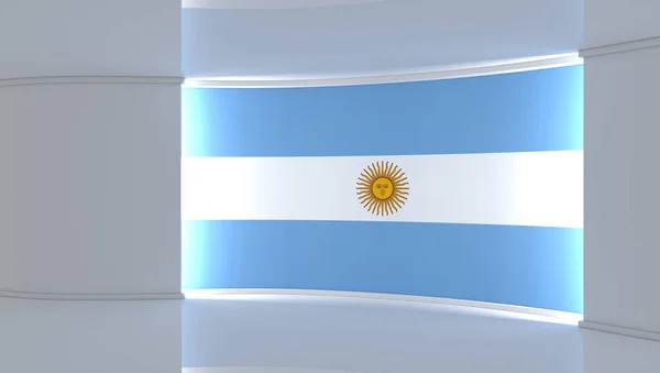 Στούντιο Τηλεόρασης Αργεντινή Σημαία Αργεντινής Στούντιο Ειδήσεων Κινούμενα Σχέδια Ιστορικό — Φωτογραφία Αρχείου