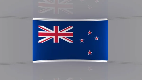Studio New Zealand Flag Studio New Zealand Flag Background News — Stock Photo, Image