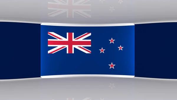 Een Studio Nieuw Zeeland Vlaggenatelier Nieuw Zeeland Vlag Achtergrond Nieuws — Stockfoto