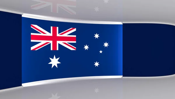 Studio Australien Flagga Studio Australien Flagga Bakgrund Nyhetsstudio Den Perfekta — Stockfoto