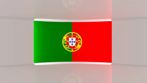 Στούντιο Τηλεόρασης Πορτογαλία Πορτογαλικό Στούντιο Σημαίας Πορτογαλική Σημαία Στούντιο Ειδήσεων — Φωτογραφία Αρχείου