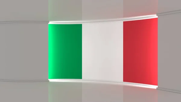 Studio Telewizyjne Włoskie Studio Flagowe Włoska Flaga Studio Wiadomości Idealne — Zdjęcie stockowe