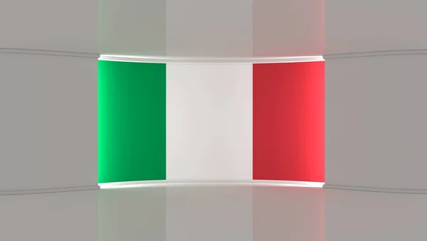 Телестудія Італійська Студія Прапора Італійський Прапор Новини Студії Ідеальний Фон — стокове фото