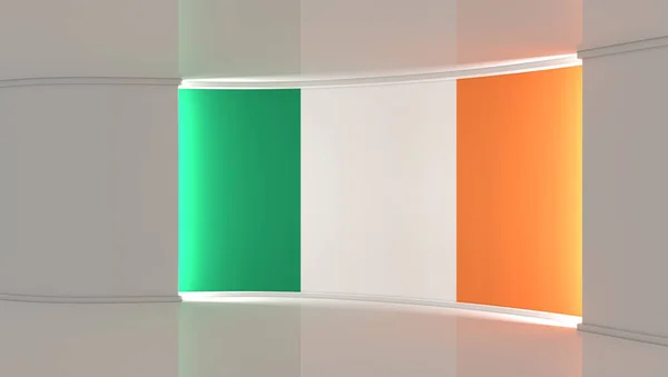 Irlands Flaggstudio Irland Flagga Bakgrund Studio Nyhetsstudio Den Perfekta Bakgrunden — Stockfoto