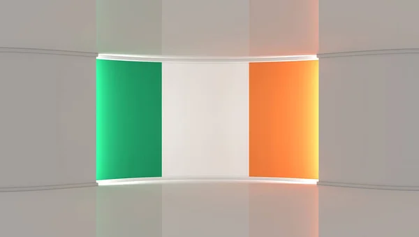 Studio Bandiera Irlandese Irlanda Sfondo Bandiera Studio Televisivo Studio Notizie — Foto Stock
