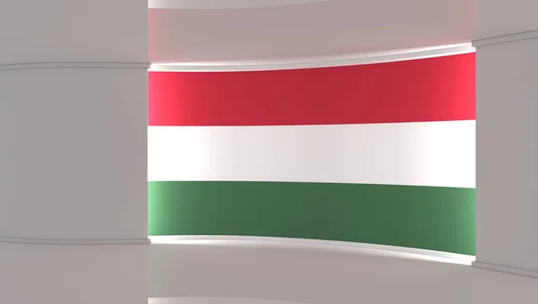 Studio Telewizyjne Węgierskie Studio Flagowe Węgierska Flaga Studio Wiadomości Idealne — Zdjęcie stockowe