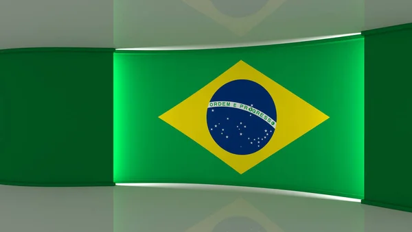Stúdió Brazil Zászlóstúdió Brazil Zászló Háttér Hírstúdió Tökéletes Háttér Minden — Stock Fotó