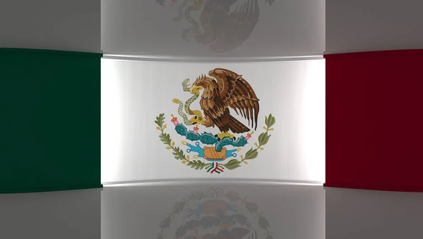 Flaga Meksyku Meksykańska Flaga Studio Telewizyjne Studio Wiadomości Idealne Tło — Zdjęcie stockowe