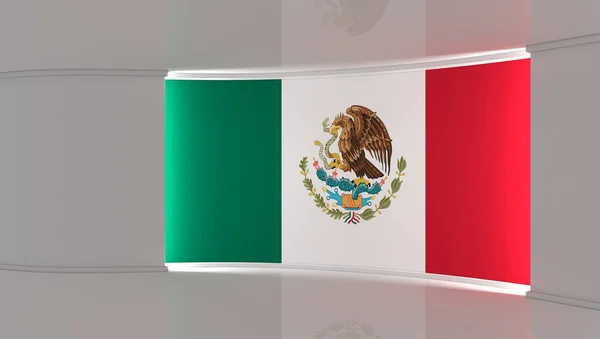 メキシコの旗だ メキシコの国旗の背景 テレビスタジオ ニューススタジオ 緑の画面やクロマキービデオや写真の生産のための完璧な背景 3Dレンダリング — ストック写真