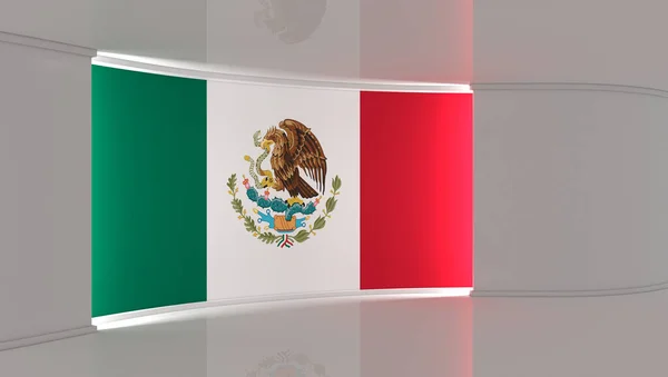 Mexico flag . Mexico flag background. TV studio. News studio. The perfect backdrop for any green screen or chroma key video or photo production. 3d render. 3