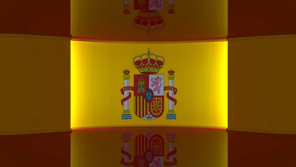 Fernsehstudio Spanien Spanisches Flaggenstudio Hintergrund Der Spanischen Flagge Nachrichtenstudio Die — Stockfoto