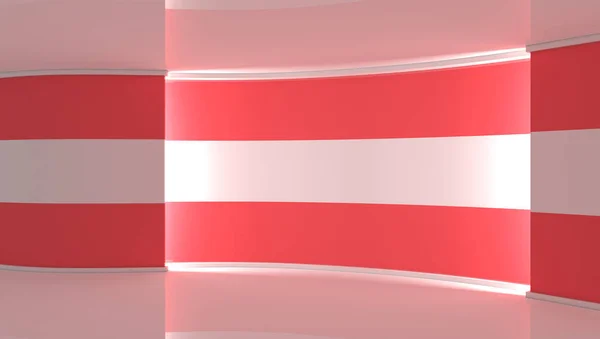 Fernsehstudio Österreich Österreichische Flagge Nachrichtenstudio Schleifenanimation Hintergrund Für Jede Green — Stockfoto